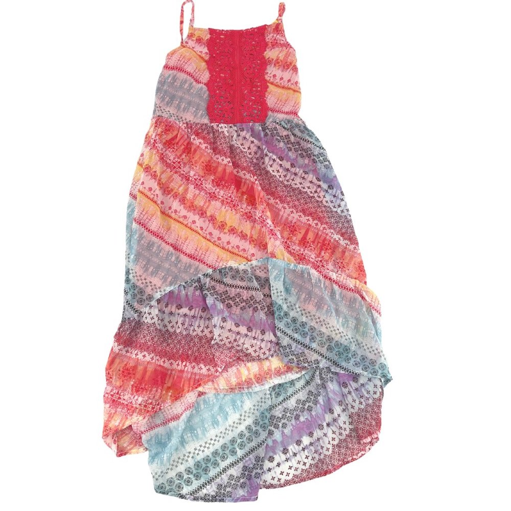 Zoey Girl | Girl's Detail Ruffle Maxi Dress | Multicoloured | Size 8